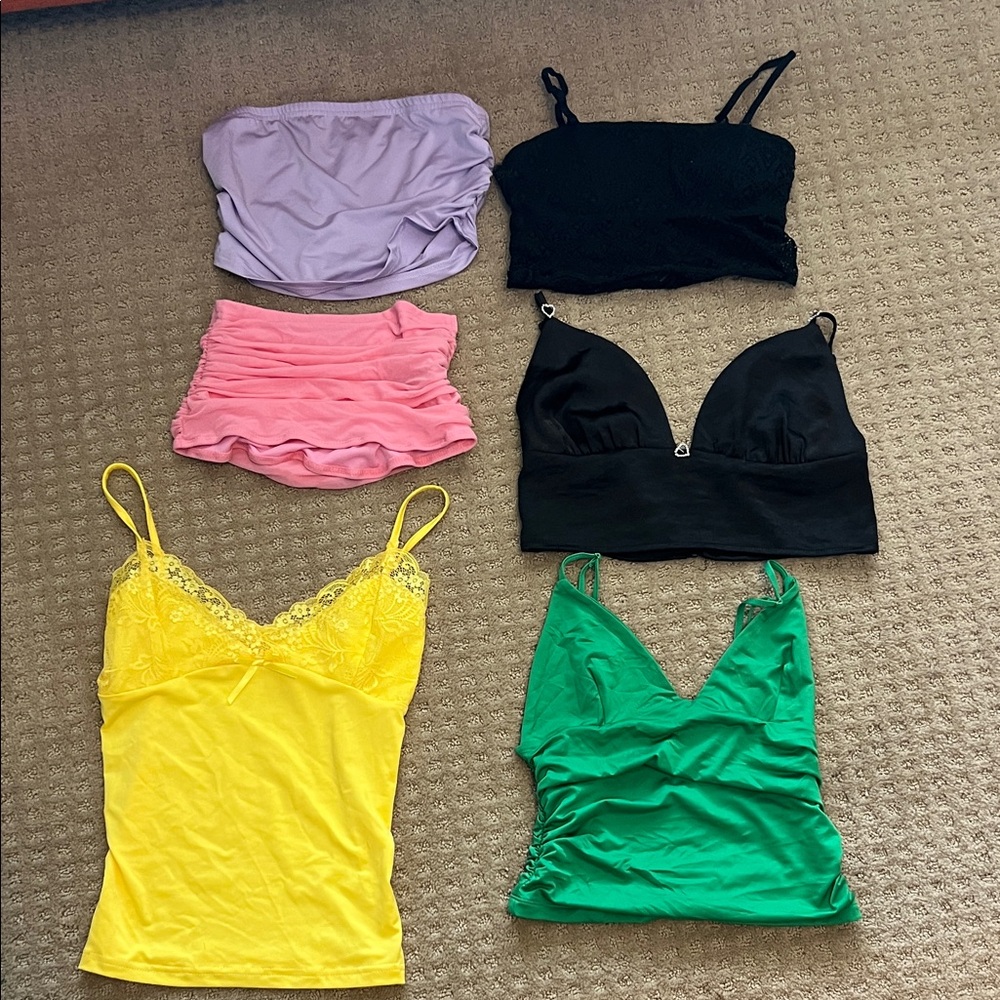 Women's Tops Collection - Black, Yellow, Green, Pink, Purple - Size Small